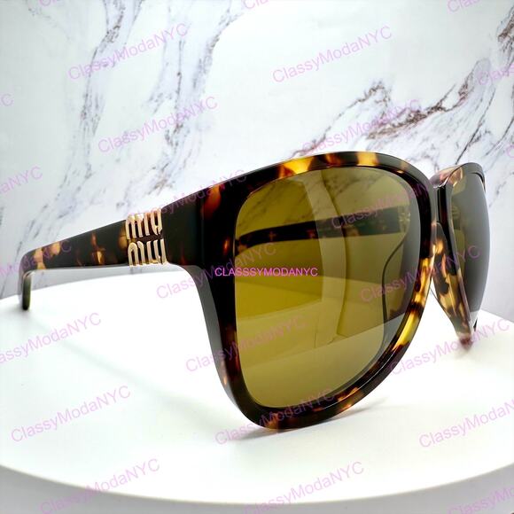 New MIU MIU Sunglasses Aviator Pilot Brown Honey Havana Tortoise main image 9